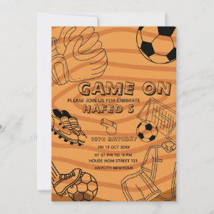 Einladung zum Fußball zum Geburtstag, bearbeitbare