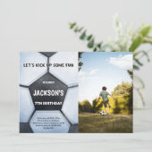 Einladung zum Fußball zum Geburtstag mit Foto (Stehend Vorderseite)