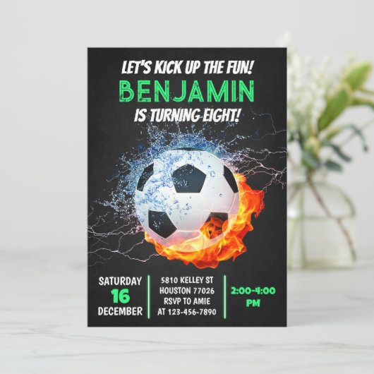 Einladung zum Fußball zum Geburtstag, Party (Stehend Vorderseite)