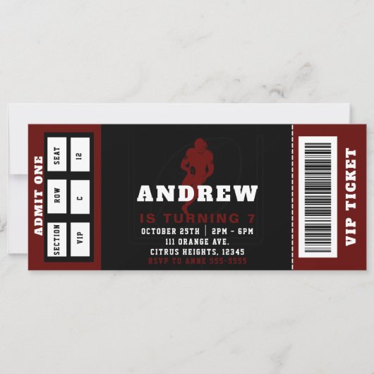 Einladung zum Fußballticket Geburtstagsparty (Vorderseite)