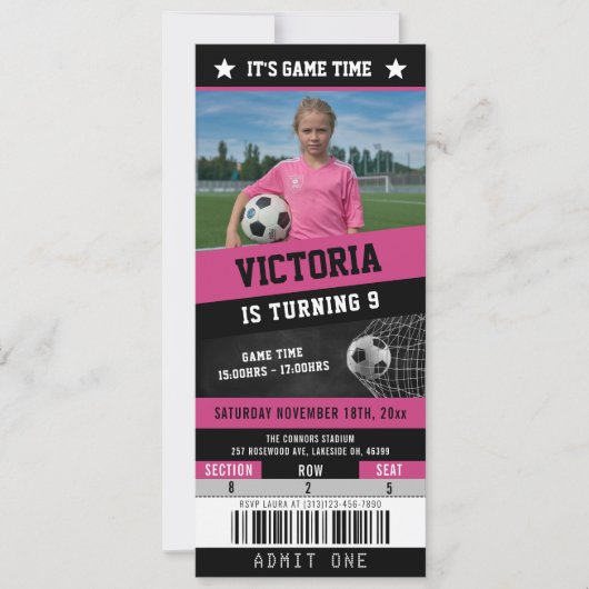 Einladung zum Fußballticket Sport Geburtstag | Pin (Vorderseite)