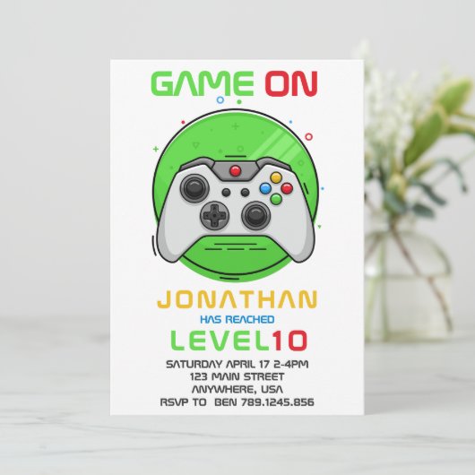 Einladung zum Gamer Geburtstagsparty (Stehend Vorderseite)