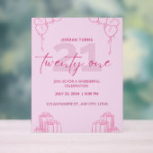 Einladung zum ganzen Rosa Geburtstag Acrylschild (Neutral)