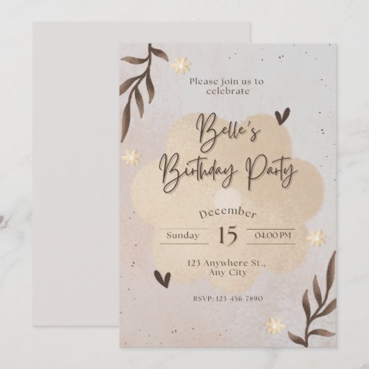 Einladung zum Geburtstag (Vorne/Hinten)