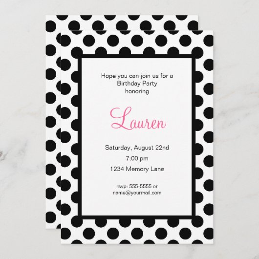 Einladung zum Geburtstag (Vorne/Hinten)