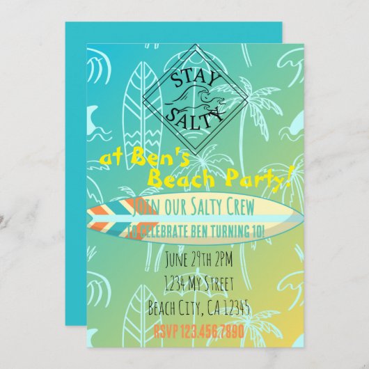 Einladung zum Geburtstag (Vorne/Hinten)