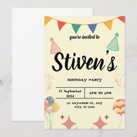 Einladung zum Geburtstag (Vorne/Hinten)