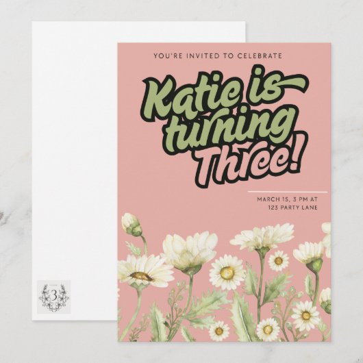 Einladung zum Geburtstag (Vorne/Hinten)