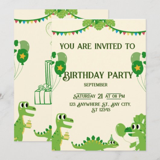 Einladung zum Geburtstag (Vorne/Hinten)