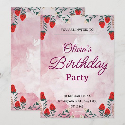 Einladung zum Geburtstag (Vorne/Hinten)