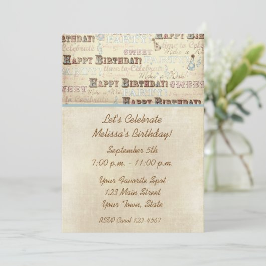 Einladung zum Geburtstag (Stehend Vorderseite)