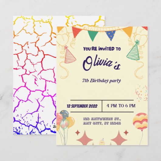 Einladung zum Geburtstag (Vorne/Hinten)