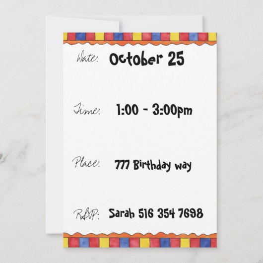 Einladung zum Geburtstag (Rückseite)