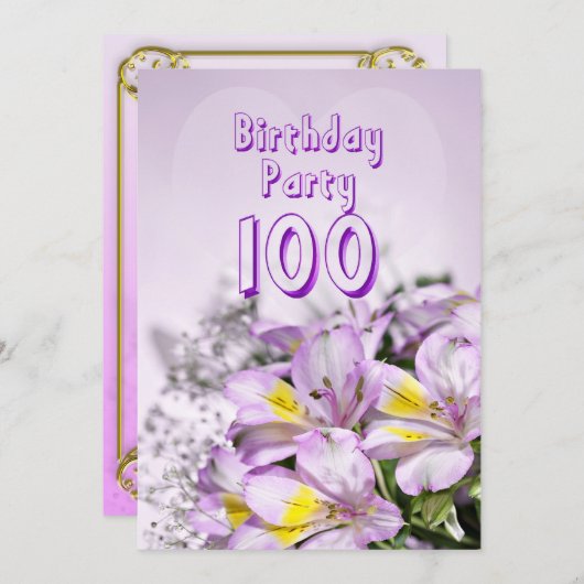 Einladung zum Geburtstag 100 Jahre alt (Vorne/Hinten)