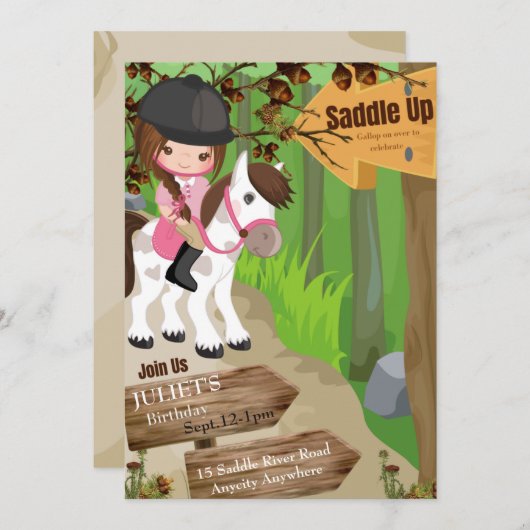 Einladung zum Geburtstag 1 (Mädchen) (Vorne/Hinten)