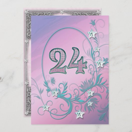 Einladung zum Geburtstag 24 Jahre alt (Vorne/Hinten)