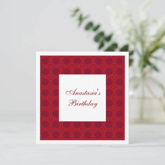 Einladung zum Geburtstag Abstrakte rote Kreise (Stehend Vorderseite)