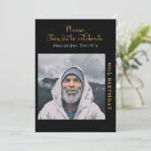 Einladung zum Geburtstag Black and Gold (Stehend Vorderseite)