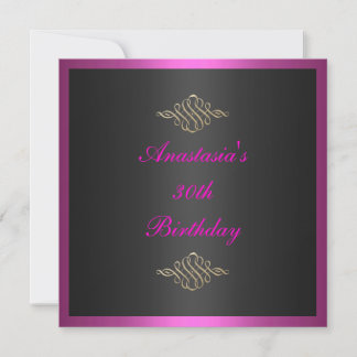 Einladung zum Geburtstag Black Pink & Gold Trim