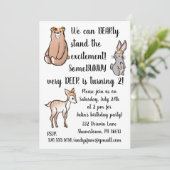 Einladung zum Geburtstag - Blume, Bär, Hasen, Hirs (Stehend Vorderseite)