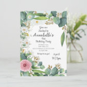 Einladung zum Geburtstag botanischer Eukalyptus (Stehend Vorderseite)