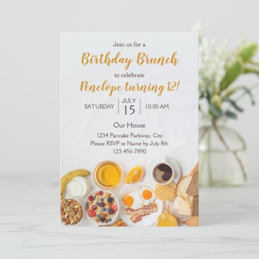 Einladung zum Geburtstag Brunch (Stehend Vorderseite)
