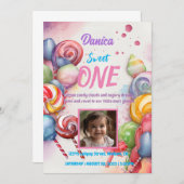 Einladung zum Geburtstag Candy Land Sweet Thema (Vorne/Hinten)