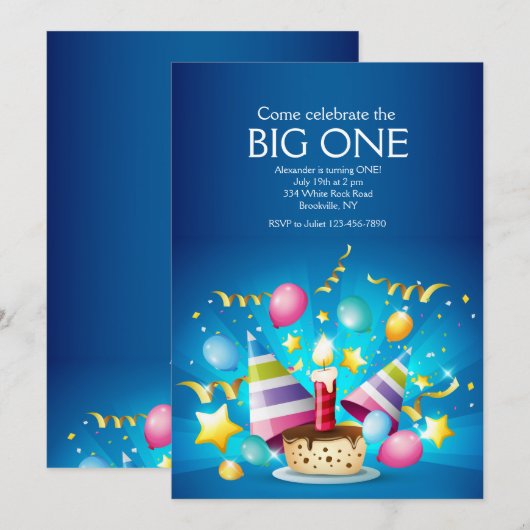 Einladung zum Geburtstag Cupcake (Vorne/Hinten)