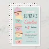 Einladung zum Geburtstag // Cupcake Party (Vorne/Hinten)