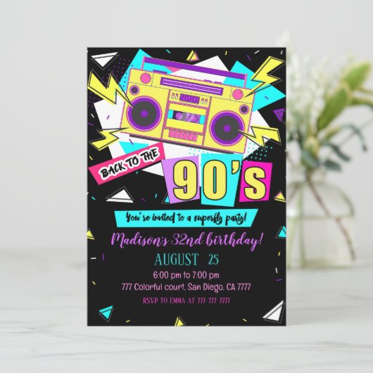 Einladung zum Geburtstag der 90er (Stehend Vorderseite)