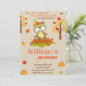 Einladung zum Geburtstag der Eule Einladung Herbst (Stehend Vorderseite)