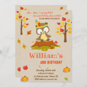 Einladung zum Geburtstag der Eule Einladung Herbst (Vorne/Hinten)