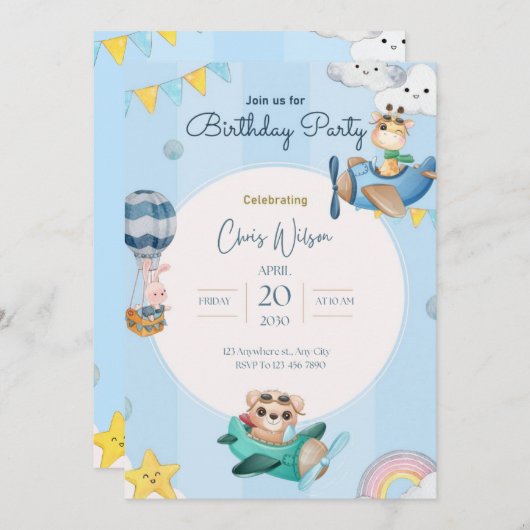 Einladung zum Geburtstag der Kinder (Vorne/Hinten)