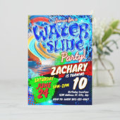 Einladung zum Geburtstag der Wasserrutsche (Stehend Vorderseite)