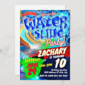 Einladung zum Geburtstag der Wasserrutsche (Vorne/Hinten)