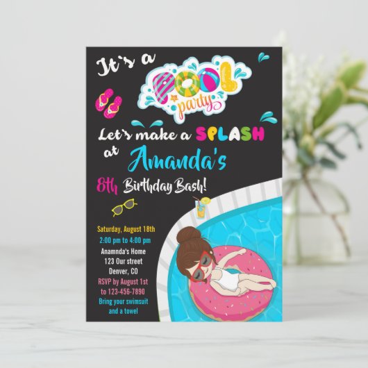 Einladung zum Geburtstag der Wasserrutsche Schwimm (Stehend Vorderseite)