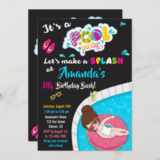 Einladung zum Geburtstag der Wasserrutsche Schwimm (Vorne/Hinten)