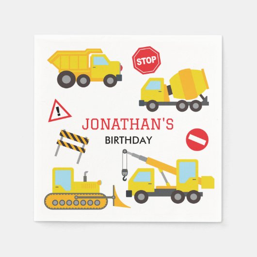 Einladung zum Geburtstag des Baukasten Serviette (Vorderseite)