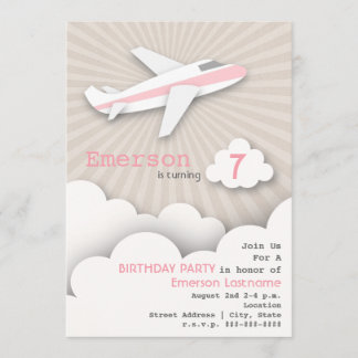 Einladung zum Geburtstag des Flugzeugs - Rosa