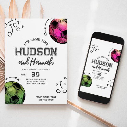 Einladung zum Geburtstag des Fußballs Wasserfarbe