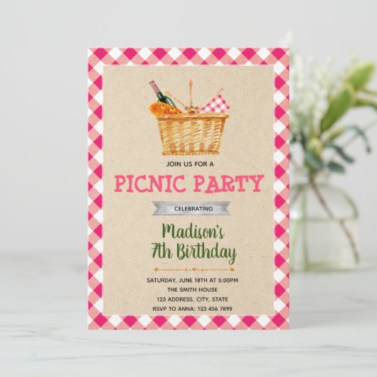 Einladung zum Geburtstag des Picnic-Party (Stehend Vorderseite)