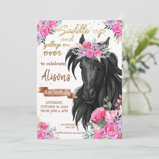 Einladung zum Geburtstag des Sattelpferdes (Stehend Vorderseite)