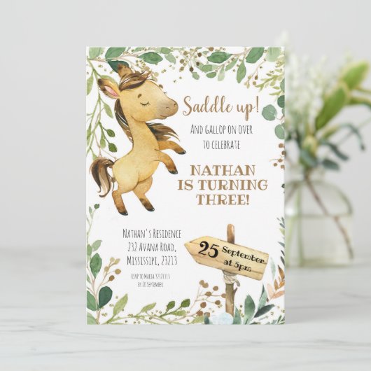 Einladung zum Geburtstag des Sattels (Stehend Vorderseite)