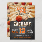 Einladung zum Geburtstag des Sports Basketball Bas (Vorne/Hinten)