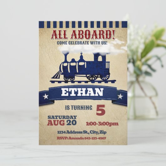 Einladung zum Geburtstag des Zuges Vintag (Stehend Vorderseite)