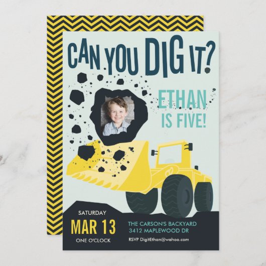 Einladung zum Geburtstag // Dig It! (Vorne/Hinten)