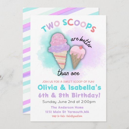 Einladung zum Geburtstag, Doppelgeburt (Vorne/Hinten)