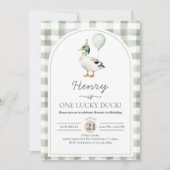 Einladung zum Geburtstag einer glücklichen Ente (Vorderseite)