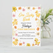 Einladung zum Geburtstag einer glücklichen Ente (Stehend Vorderseite)