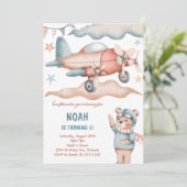 Einladung zum Geburtstag eines Aquarellbären (Stehend Vorderseite)